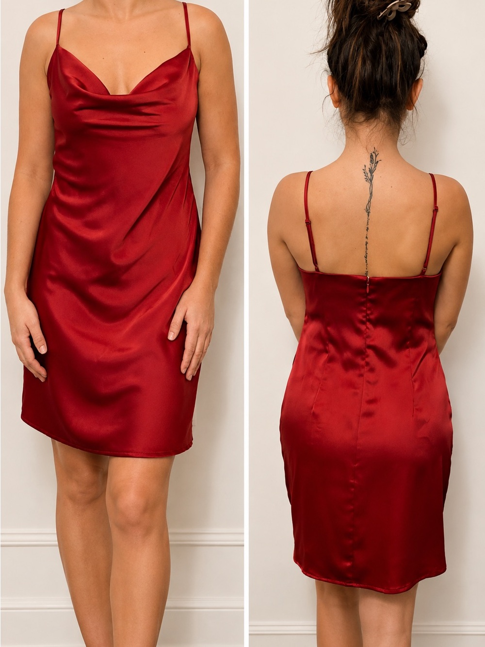 Urban Outfitters Red Satin Cowl Slip Dress